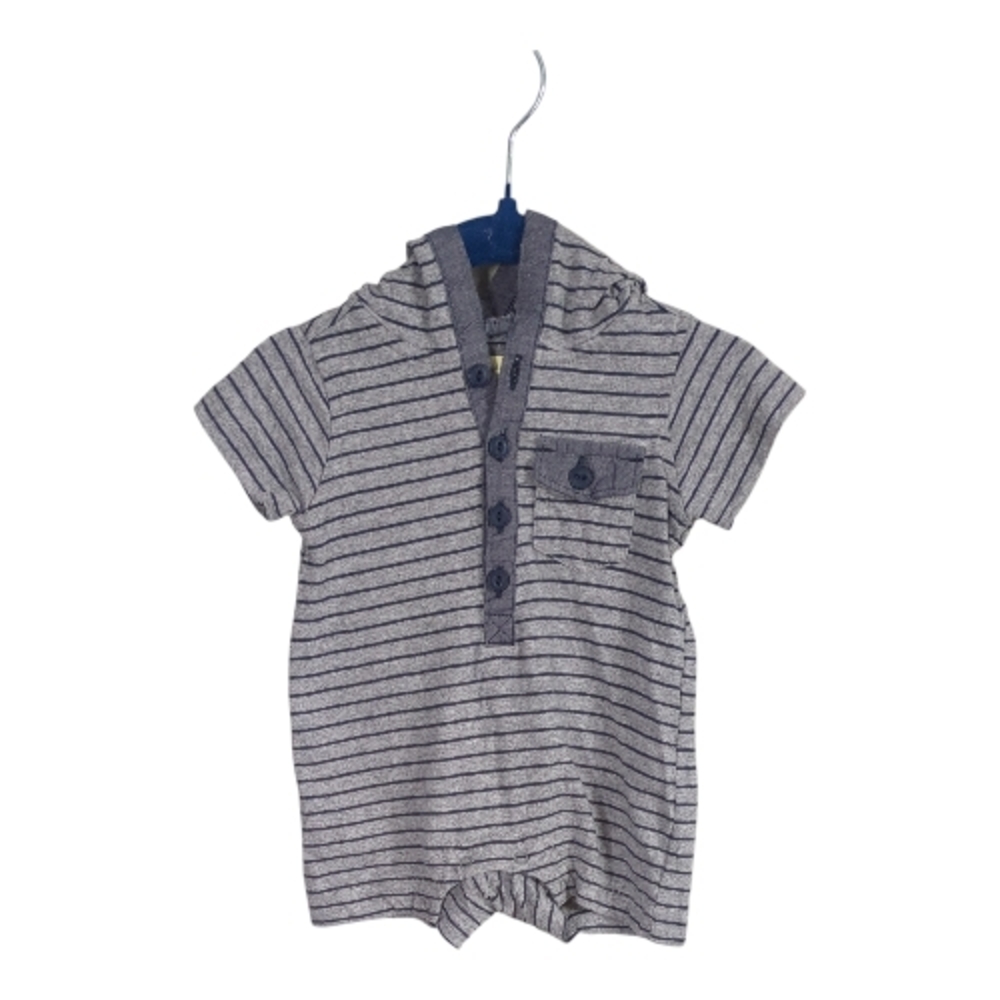 Tea Collection Hadrian's Villa Hooded Romper Grey/Blue Size 0-3‎ Months